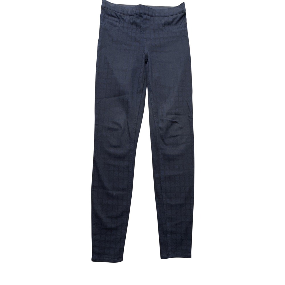 Spanx‎ Leggings Womens Small Blue Check Mid Rise Stretch Twill Pants 20204R
